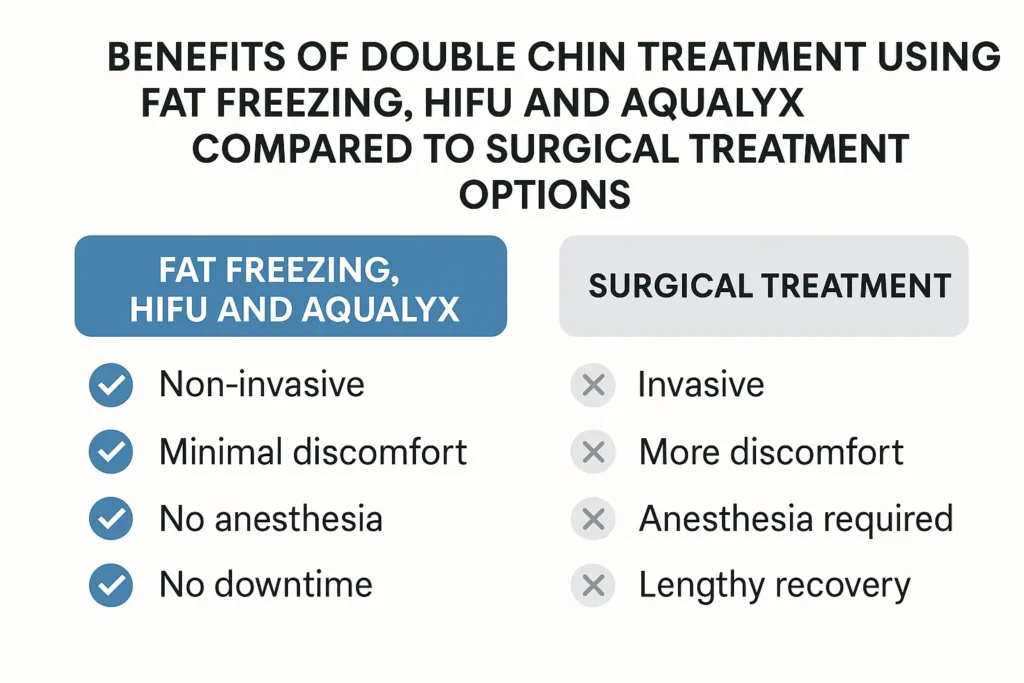 Graphic about the benefits of double chin treatment Cheshunt - from LA LIPO