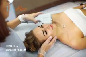 Woman having Hi-Fu to reduce wrinkles Cheshunt.