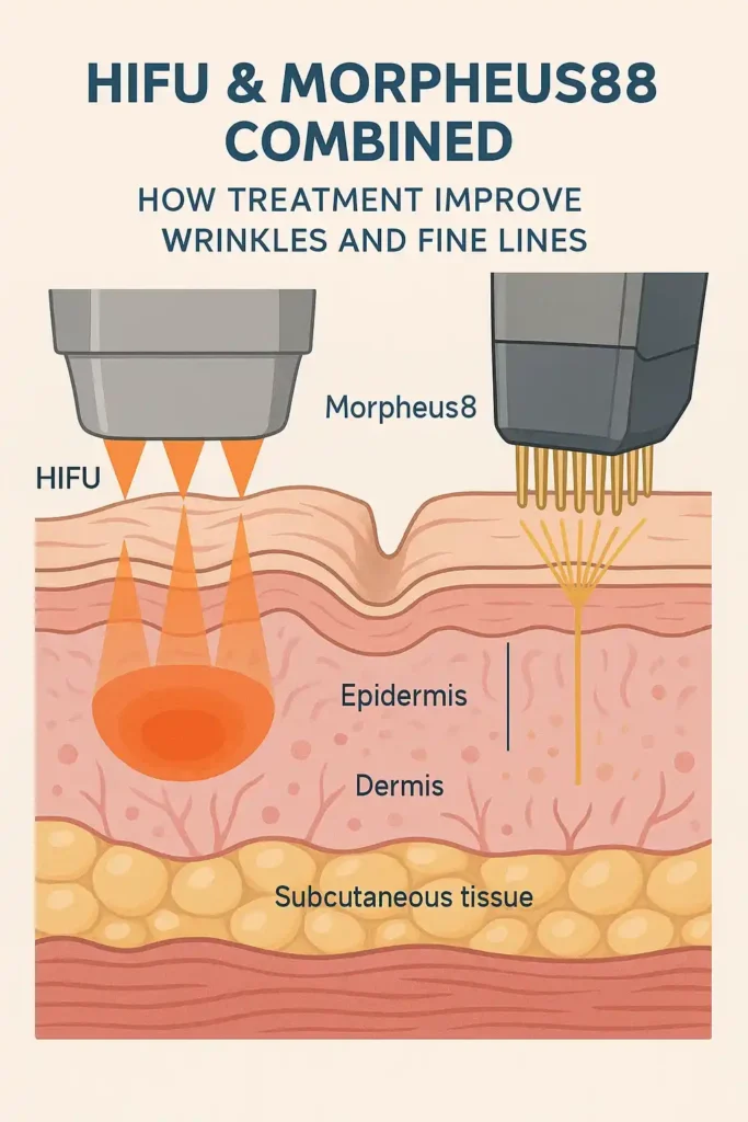 Diagram showing HIFU & Morpeus8 Cheshunt and the benefits for reduction in wrinkles and fine lines